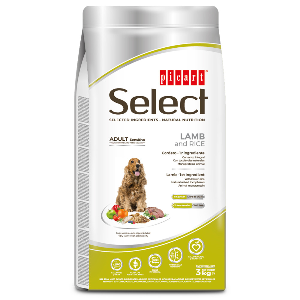 Picart Select Sensitive Medium/Maxi - Ração seca para cão adulto médio e grande - Cordeiro e arroz - Image 2